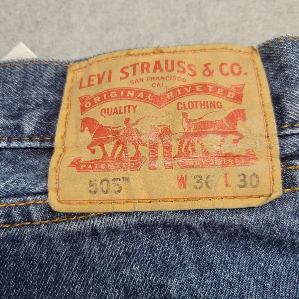 Levi's 505 Regular Fit Straight Leg Blue Denim Jeans‎ Mens Size 36x30